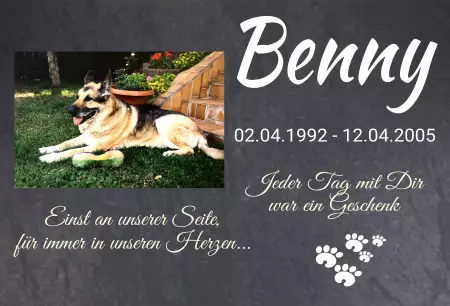 Gedenkstein, Grabstein, Gedenkkreuz, Grabschmuck Gedenktafel Benny Bild